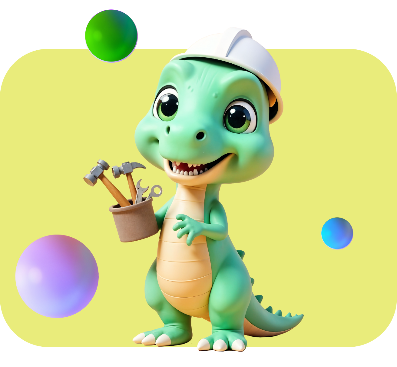 Dinosaurio con herramientas